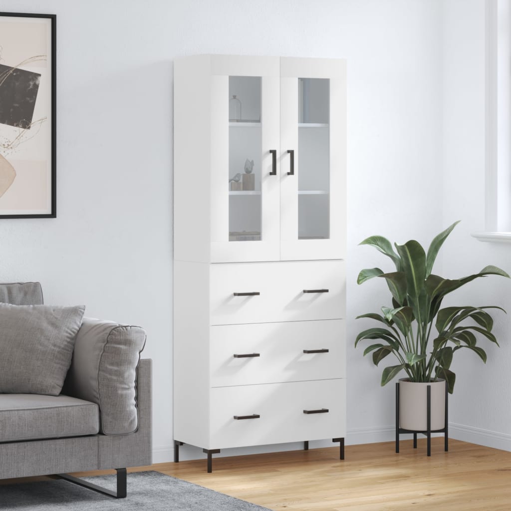 Hoge kast 69,5x34x180 cm bewerkt hout wit is nu te koop bij PeponiXL, paradijselijk wonen!