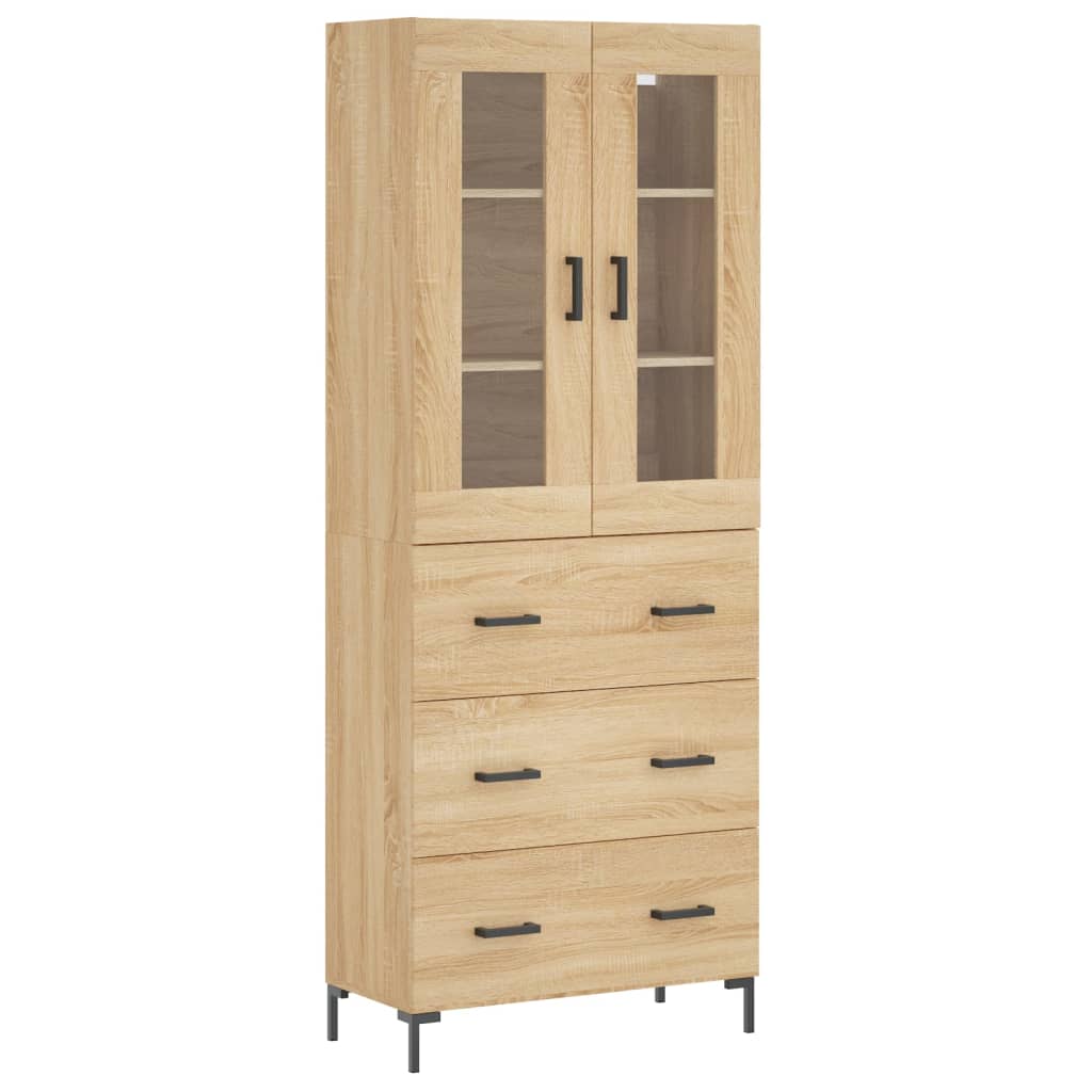 Hoge kast 69,5x34x180 cm bewerkt hout sonoma eikenkleurig is nu te koop bij PeponiXL, paradijselijk wonen!