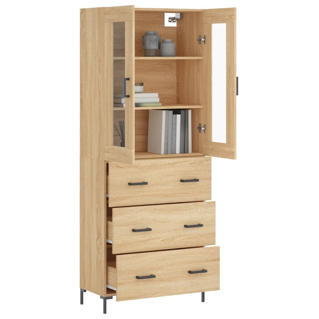 Hoge kast 69,5x34x180 cm bewerkt hout sonoma eikenkleurig is nu te koop bij PeponiXL, paradijselijk wonen!