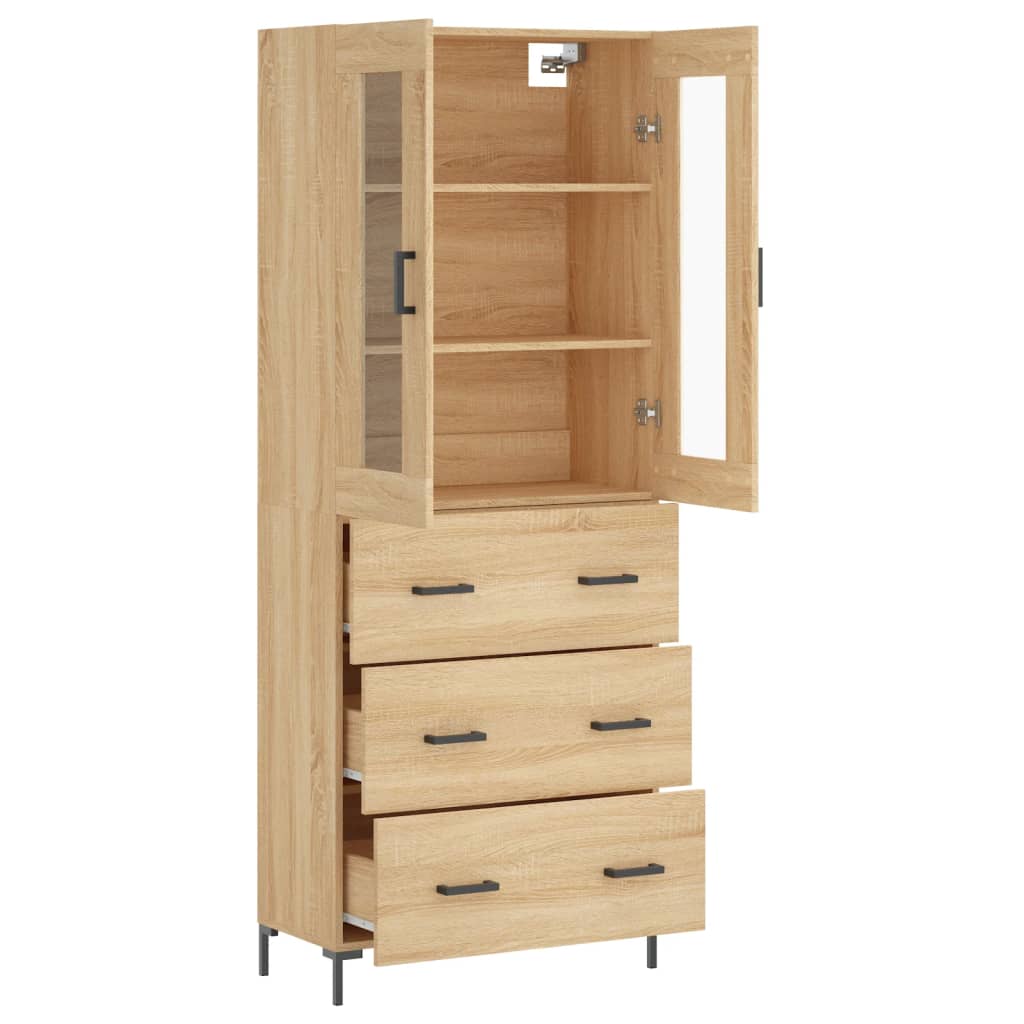 Hoge kast 69,5x34x180 cm bewerkt hout sonoma eikenkleurig is nu te koop bij PeponiXL, paradijselijk wonen!
