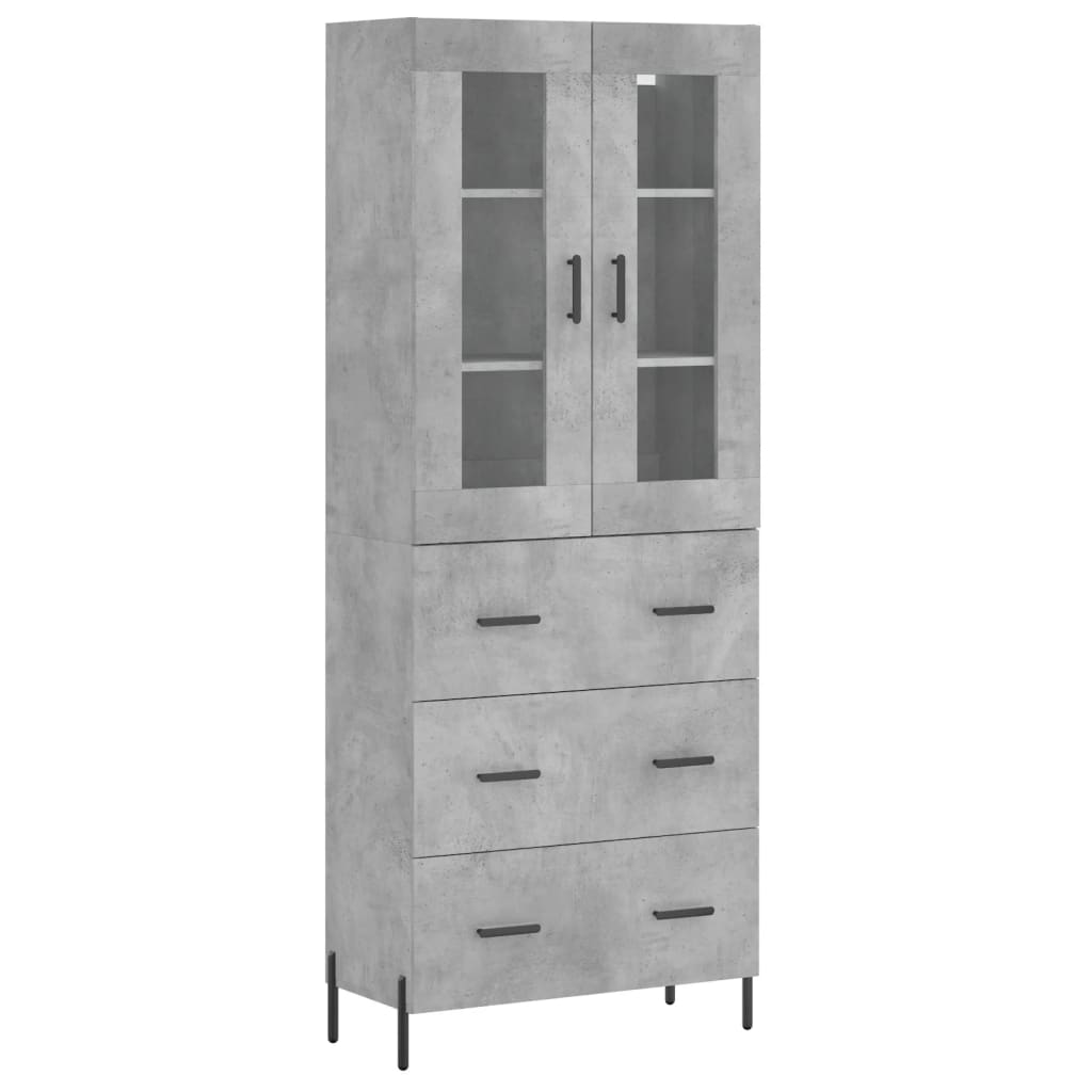 Hoge kast 69,5x34x180 cm bewerkt hout betongrijs is nu te koop bij PeponiXL, paradijselijk wonen!