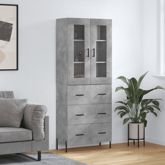 Hoge kast 69,5x34x180 cm bewerkt hout betongrijs is nu te koop bij PeponiXL, paradijselijk wonen!