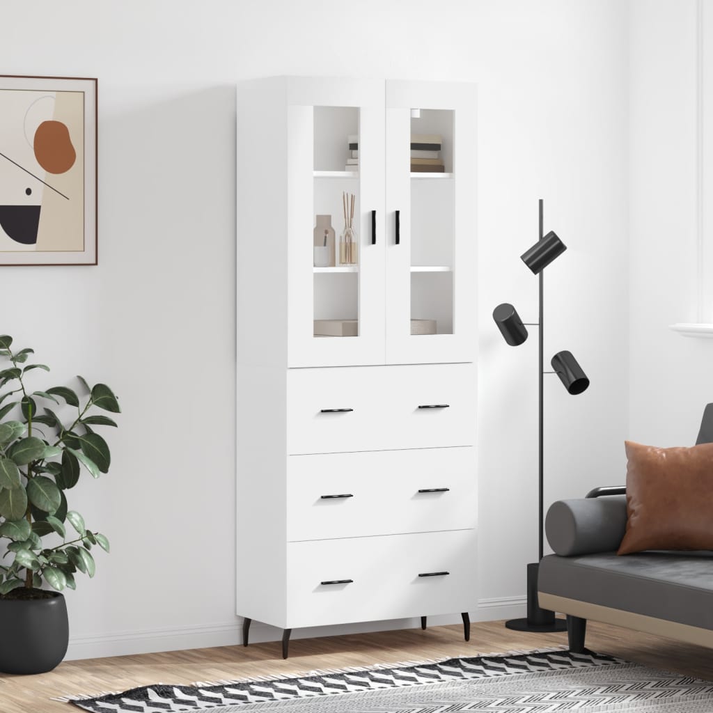 Hoge kast 69,5x34x180 cm bewerkt hout wit is nu te koop bij PeponiXL, paradijselijk wonen!