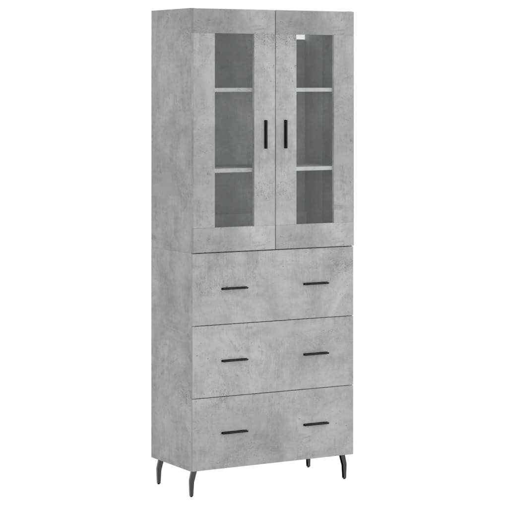 Hoge kast 69,5x34x180 cm bewerkt hout betongrijs is nu te koop bij PeponiXL, paradijselijk wonen!