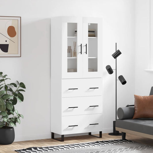 Hoge kast 69,5x34x180 cm bewerkt hout wit is nu te koop bij PeponiXL, paradijselijk wonen!