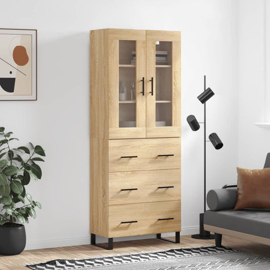 Hoge kast 69,5x34x180 cm bewerkt hout sonoma eikenkleurig is nu te koop bij PeponiXL, paradijselijk wonen!
