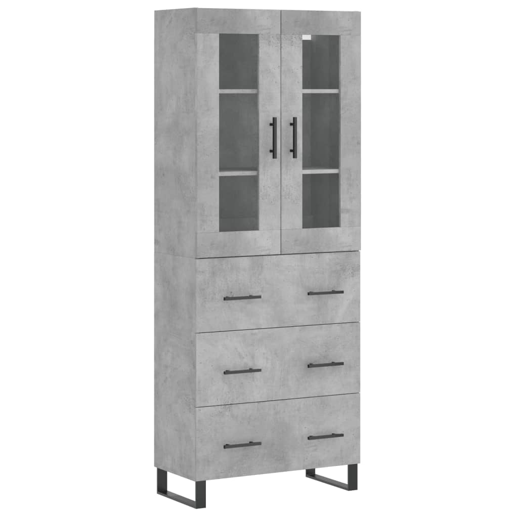 Hoge kast 69,5x34x180 cm bewerkt hout betongrijs is nu te koop bij PeponiXL, paradijselijk wonen!