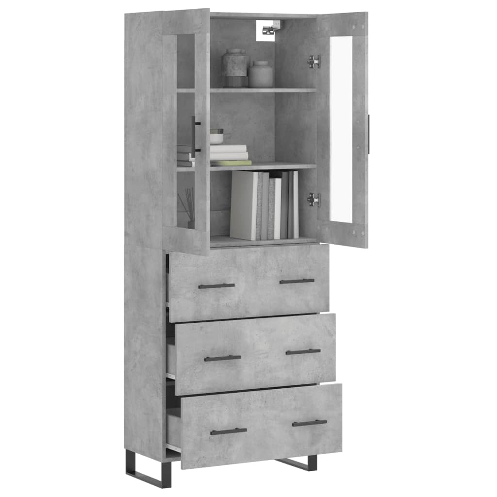 Hoge kast 69,5x34x180 cm bewerkt hout betongrijs is nu te koop bij PeponiXL, paradijselijk wonen!