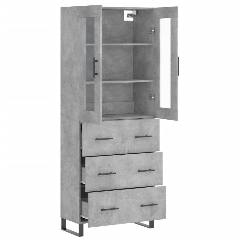 Hoge kast 69,5x34x180 cm bewerkt hout betongrijs is nu te koop bij PeponiXL, paradijselijk wonen!