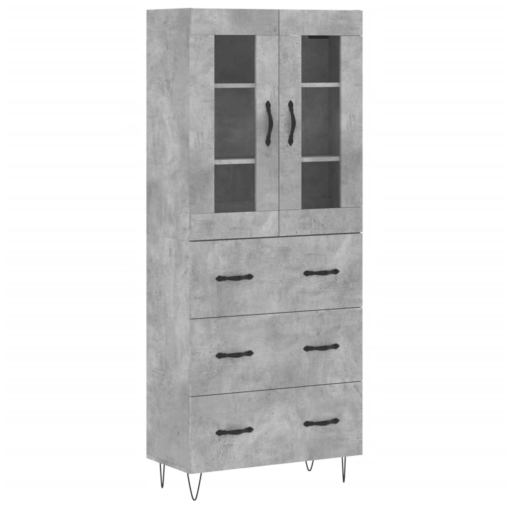 Hoge kast 69,5x34x180 cm bewerkt hout betongrijs is nu te koop bij PeponiXL, paradijselijk wonen!