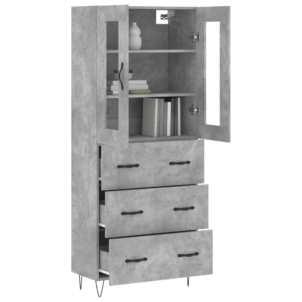 Hoge kast 69,5x34x180 cm bewerkt hout betongrijs is nu te koop bij PeponiXL, paradijselijk wonen!