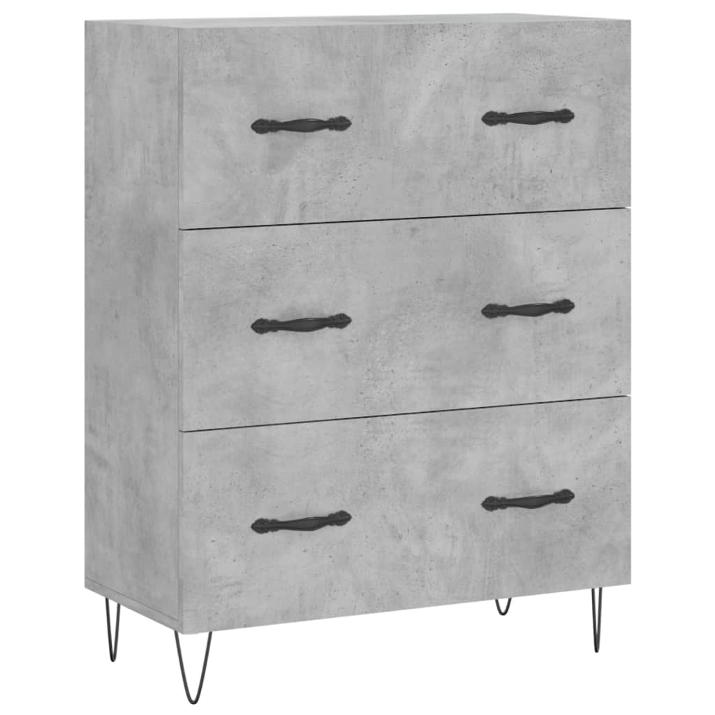 Hoge kast 69,5x34x180 cm bewerkt hout betongrijs is nu te koop bij PeponiXL, paradijselijk wonen!
