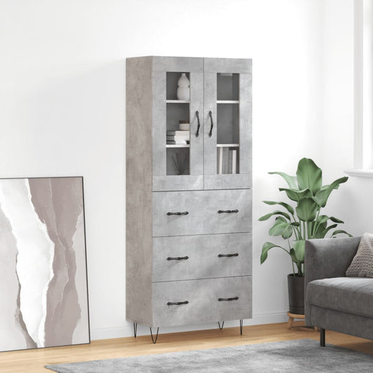 Hoge kast 69,5x34x180 cm bewerkt hout betongrijs is nu te koop bij PeponiXL, paradijselijk wonen!