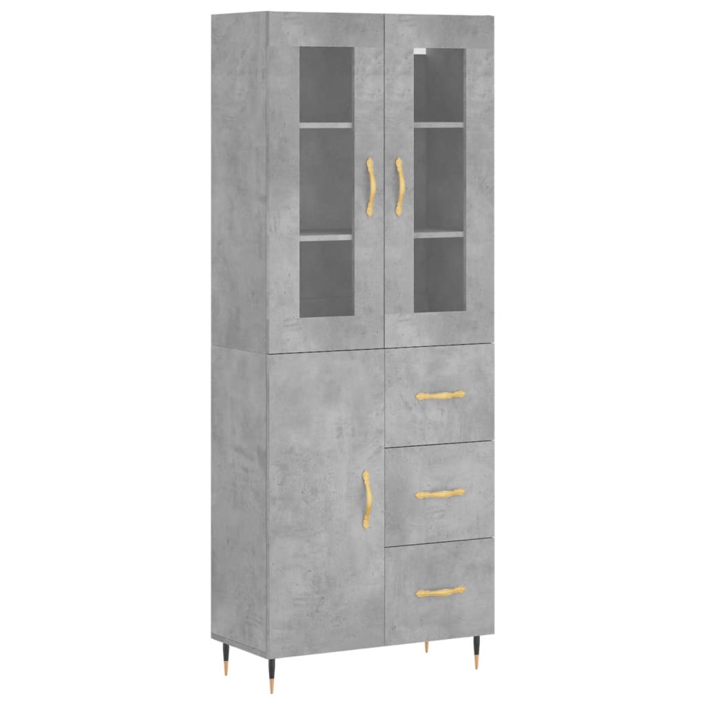 Hoge kast 69,5x34x180 cm bewerkt hout betongrijs is nu te koop bij PeponiXL, paradijselijk wonen!