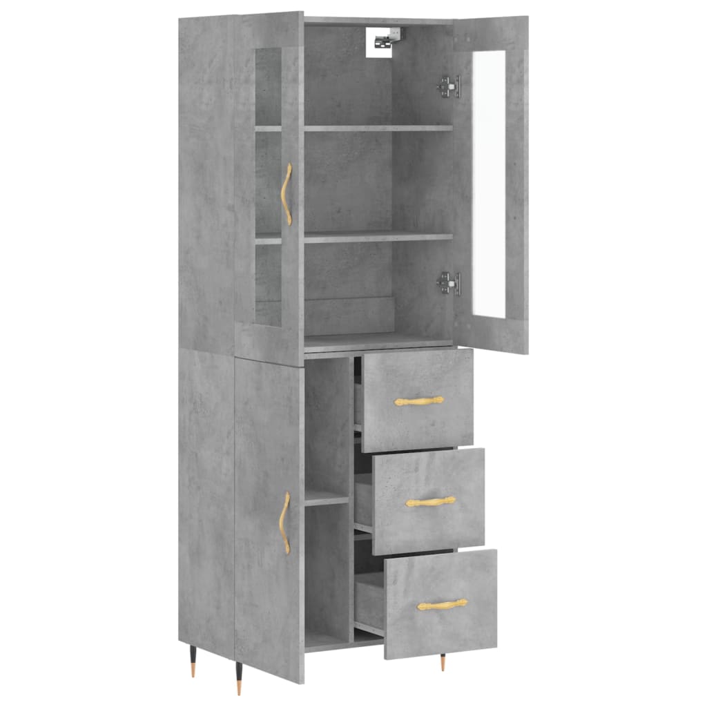 Hoge kast 69,5x34x180 cm bewerkt hout betongrijs is nu te koop bij PeponiXL, paradijselijk wonen!