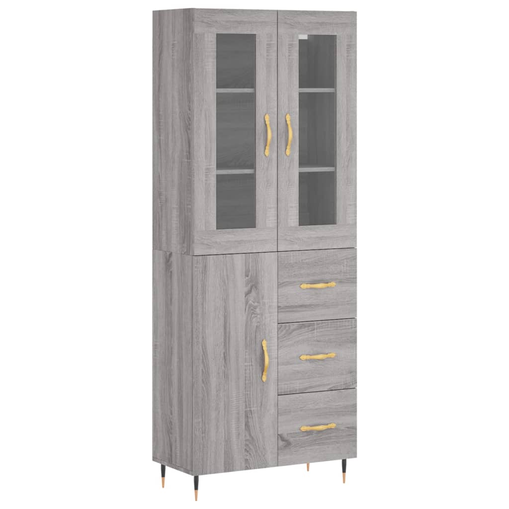 Hoge kast 69,5x34x180 cm bewerkt hout grijs sonoma eikenkleurig is nu te koop bij PeponiXL, paradijselijk wonen!