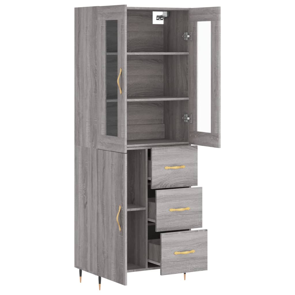 Hoge kast 69,5x34x180 cm bewerkt hout grijs sonoma eikenkleurig is nu te koop bij PeponiXL, paradijselijk wonen!