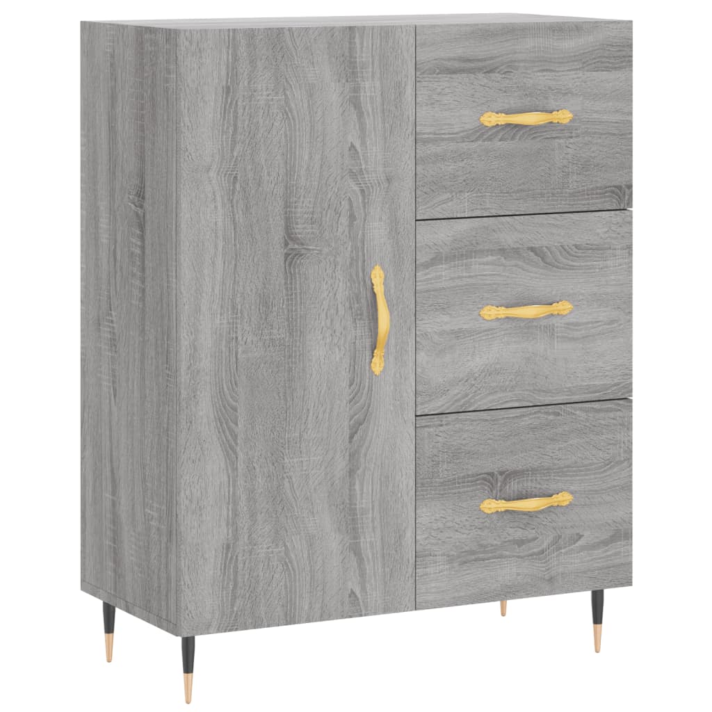 Hoge kast 69,5x34x180 cm bewerkt hout grijs sonoma eikenkleurig is nu te koop bij PeponiXL, paradijselijk wonen!