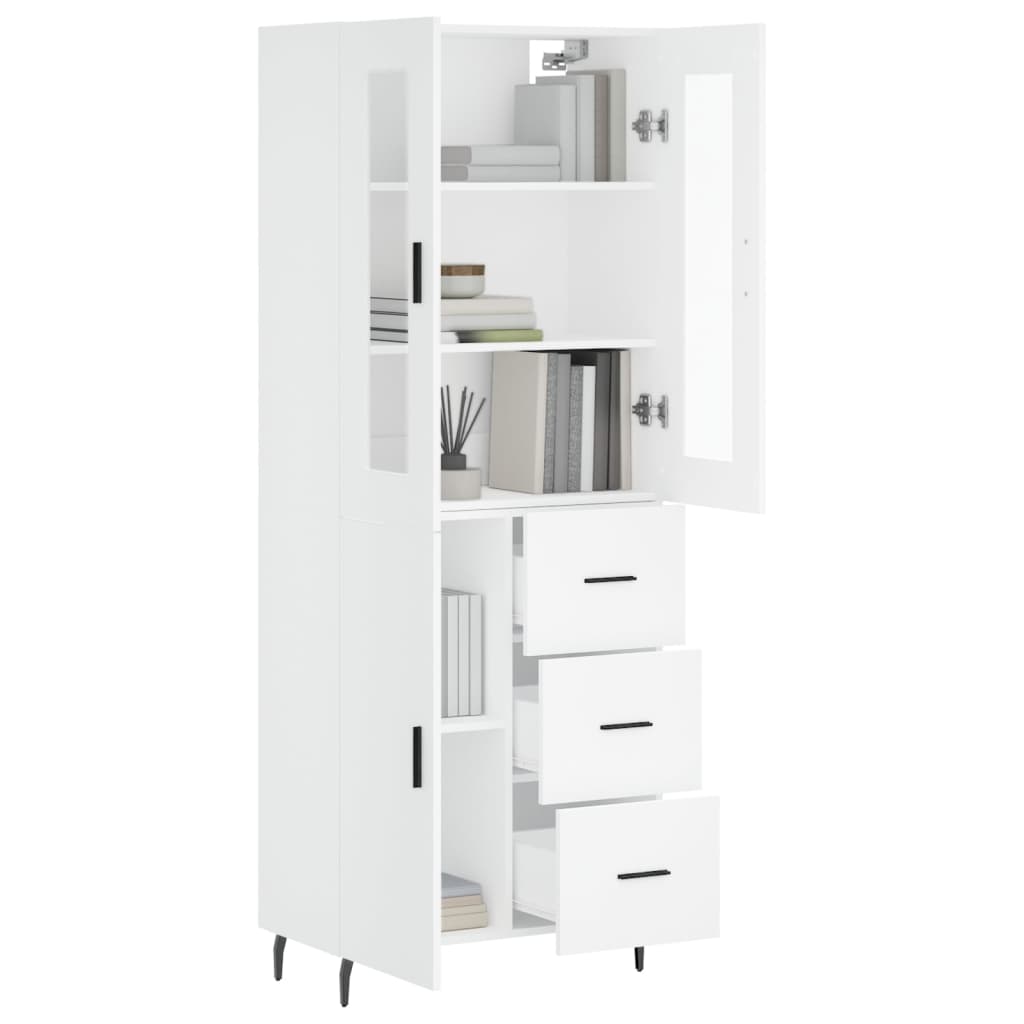 Hoge kast 69,5x34x180 cm bewerkt hout wit is nu te koop bij PeponiXL, paradijselijk wonen!