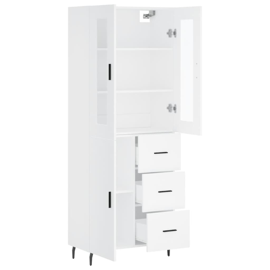 Hoge kast 69,5x34x180 cm bewerkt hout wit is nu te koop bij PeponiXL, paradijselijk wonen!