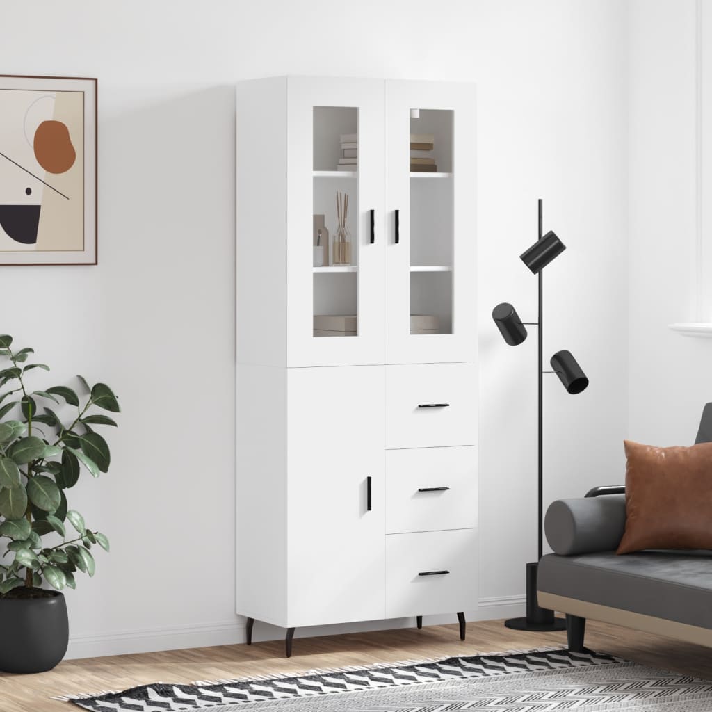 Hoge kast 69,5x34x180 cm bewerkt hout wit is nu te koop bij PeponiXL, paradijselijk wonen!