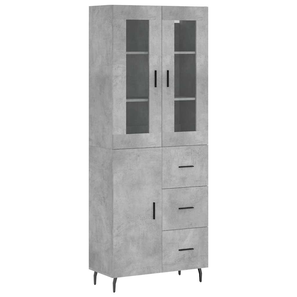 Hoge kast 69,5x34x180 cm bewerkt hout betongrijs is nu te koop bij PeponiXL, paradijselijk wonen!
