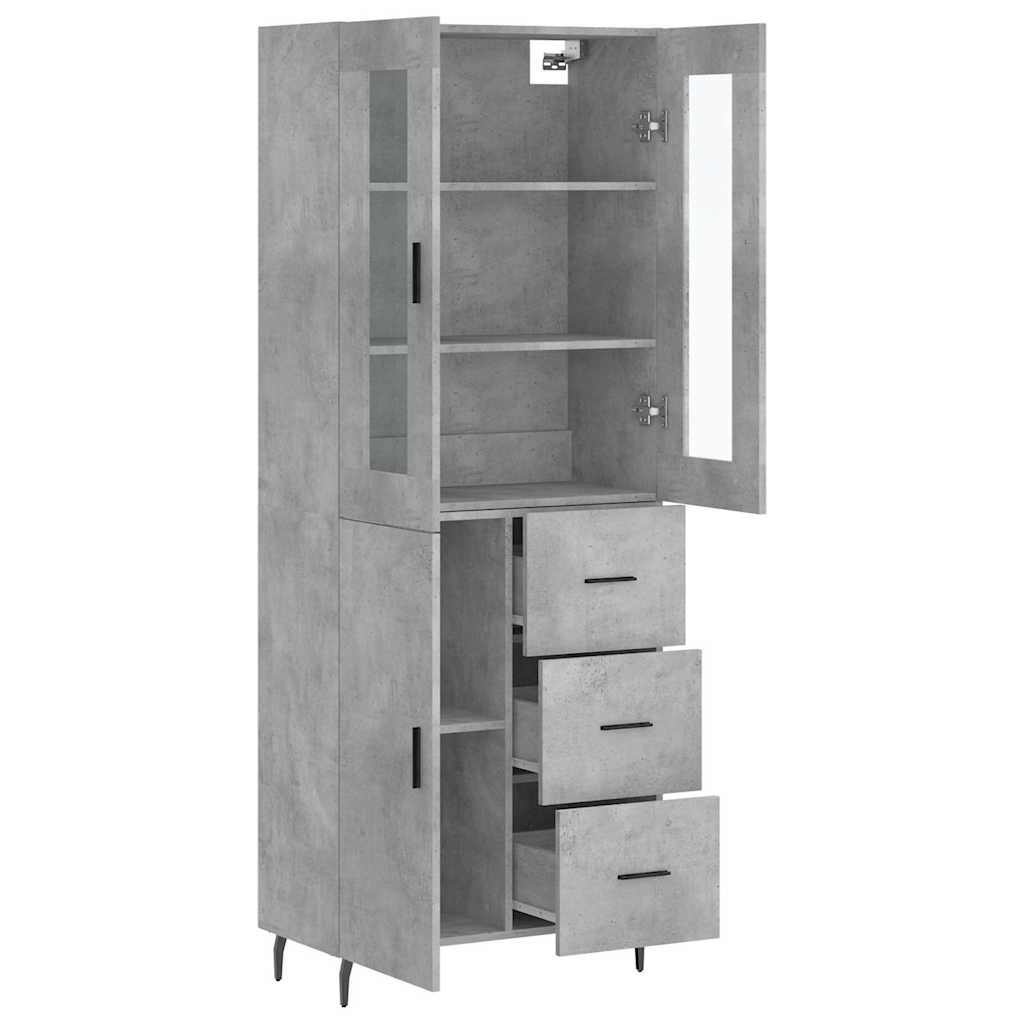 Hoge kast 69,5x34x180 cm bewerkt hout betongrijs is nu te koop bij PeponiXL, paradijselijk wonen!
