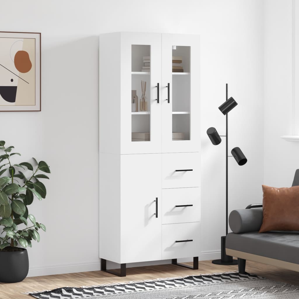 Hoge kast 69,5x34x180 cm bewerkt hout wit is nu te koop bij PeponiXL, paradijselijk wonen!