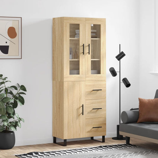 Hoge kast 69,5x34x180 cm bewerkt hout sonoma eikenkleurig is nu te koop bij PeponiXL, paradijselijk wonen!