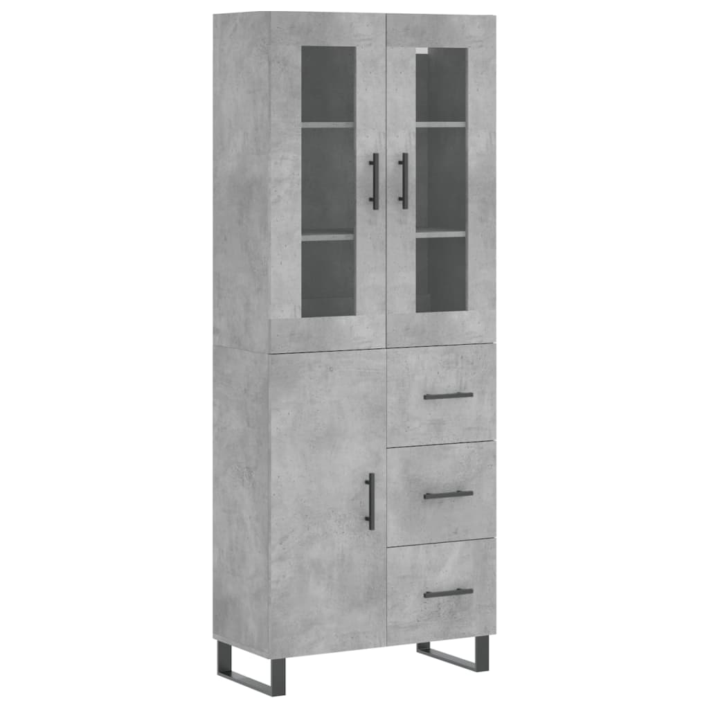 Hoge kast 69,5x34x180 cm bewerkt hout betongrijs is nu te koop bij PeponiXL, paradijselijk wonen!
