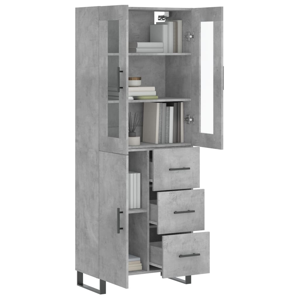 Hoge kast 69,5x34x180 cm bewerkt hout betongrijs is nu te koop bij PeponiXL, paradijselijk wonen!
