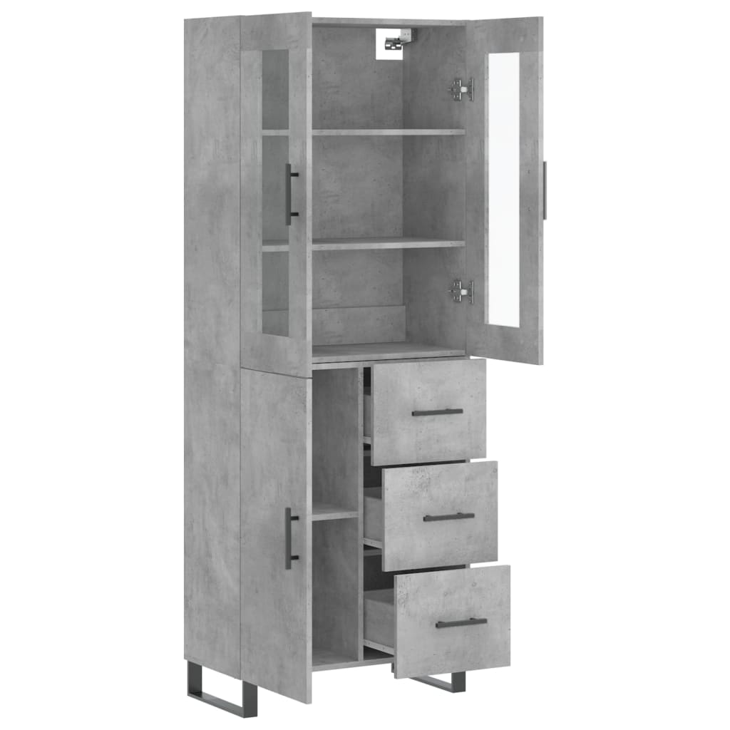 Hoge kast 69,5x34x180 cm bewerkt hout betongrijs is nu te koop bij PeponiXL, paradijselijk wonen!