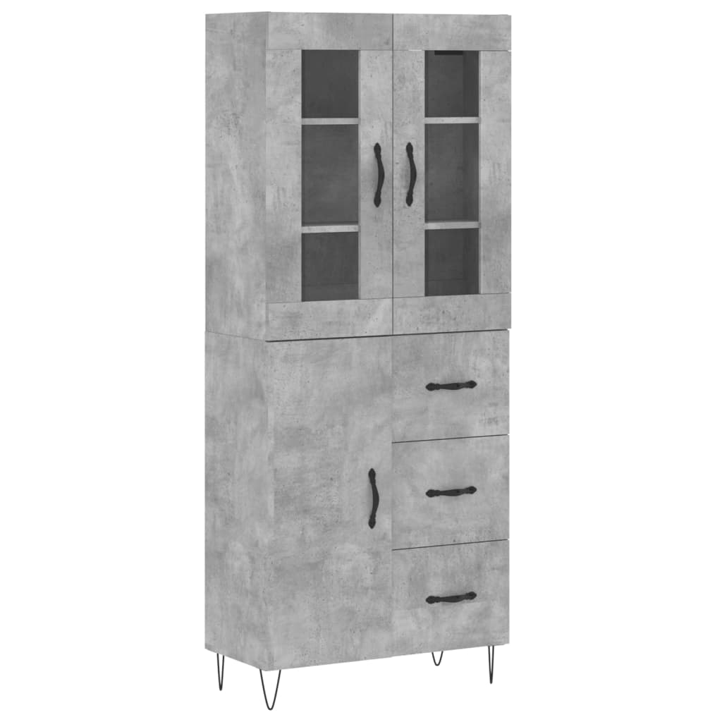 Hoge kast 69,5x34x180 cm bewerkt hout betongrijs is nu te koop bij PeponiXL, paradijselijk wonen!