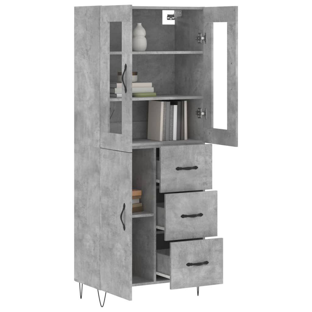 Hoge kast 69,5x34x180 cm bewerkt hout betongrijs is nu te koop bij PeponiXL, paradijselijk wonen!