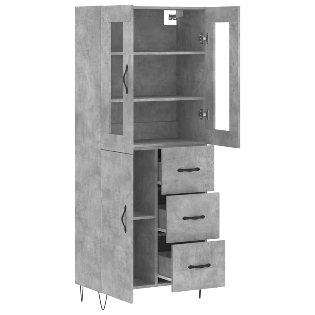 Hoge kast 69,5x34x180 cm bewerkt hout betongrijs is nu te koop bij PeponiXL, paradijselijk wonen!