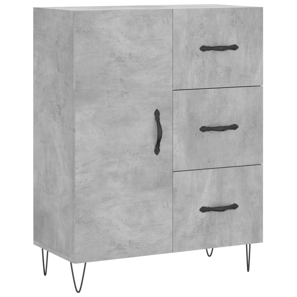 Hoge kast 69,5x34x180 cm bewerkt hout betongrijs is nu te koop bij PeponiXL, paradijselijk wonen!