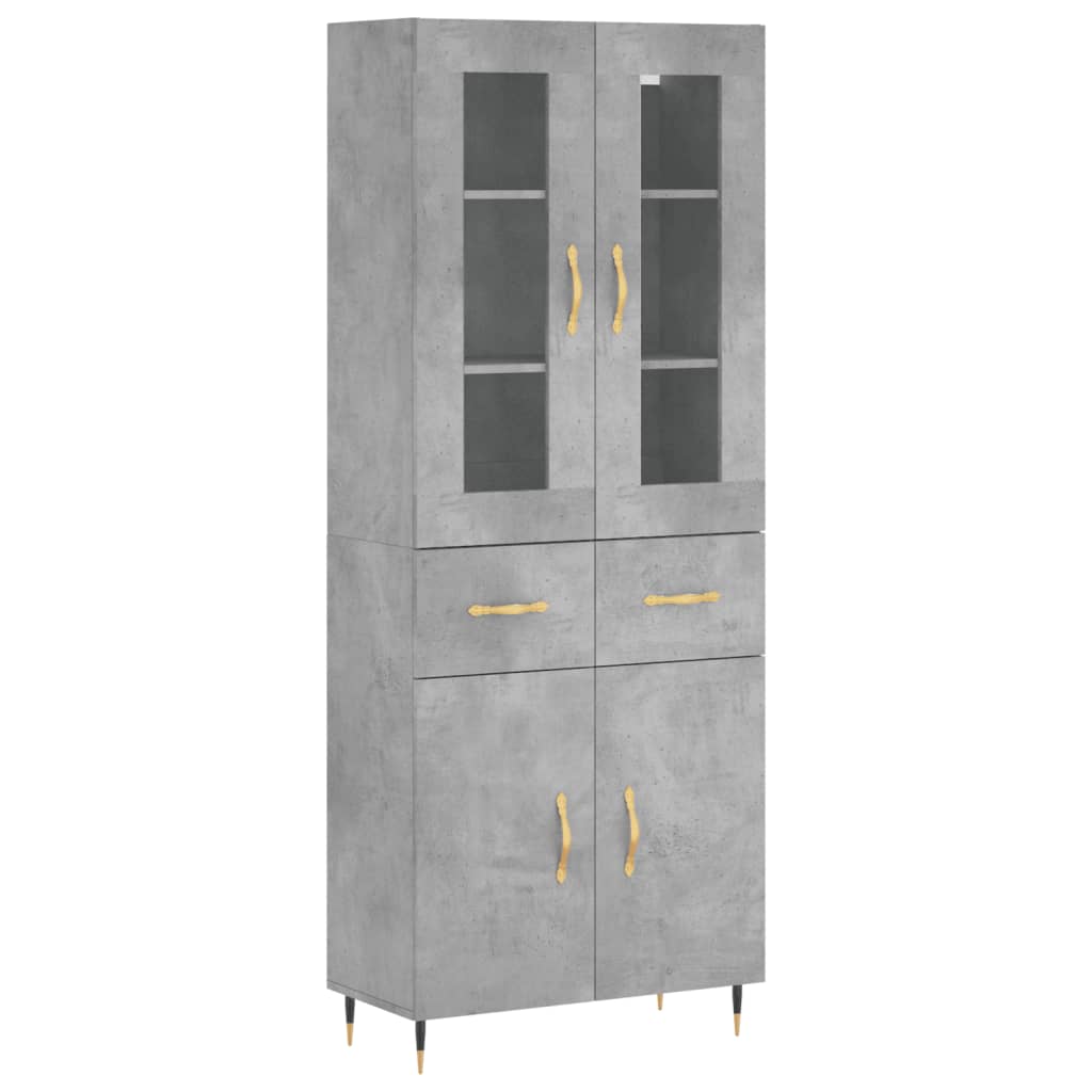Hoge kast 69,5x34x180 cm bewerkt hout betongrijs is nu te koop bij PeponiXL, paradijselijk wonen!