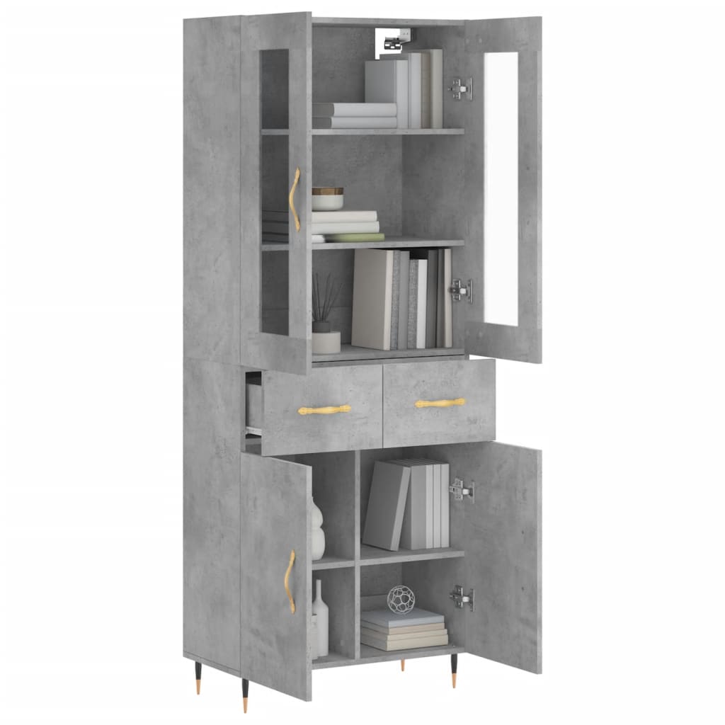 Hoge kast 69,5x34x180 cm bewerkt hout betongrijs is nu te koop bij PeponiXL, paradijselijk wonen!