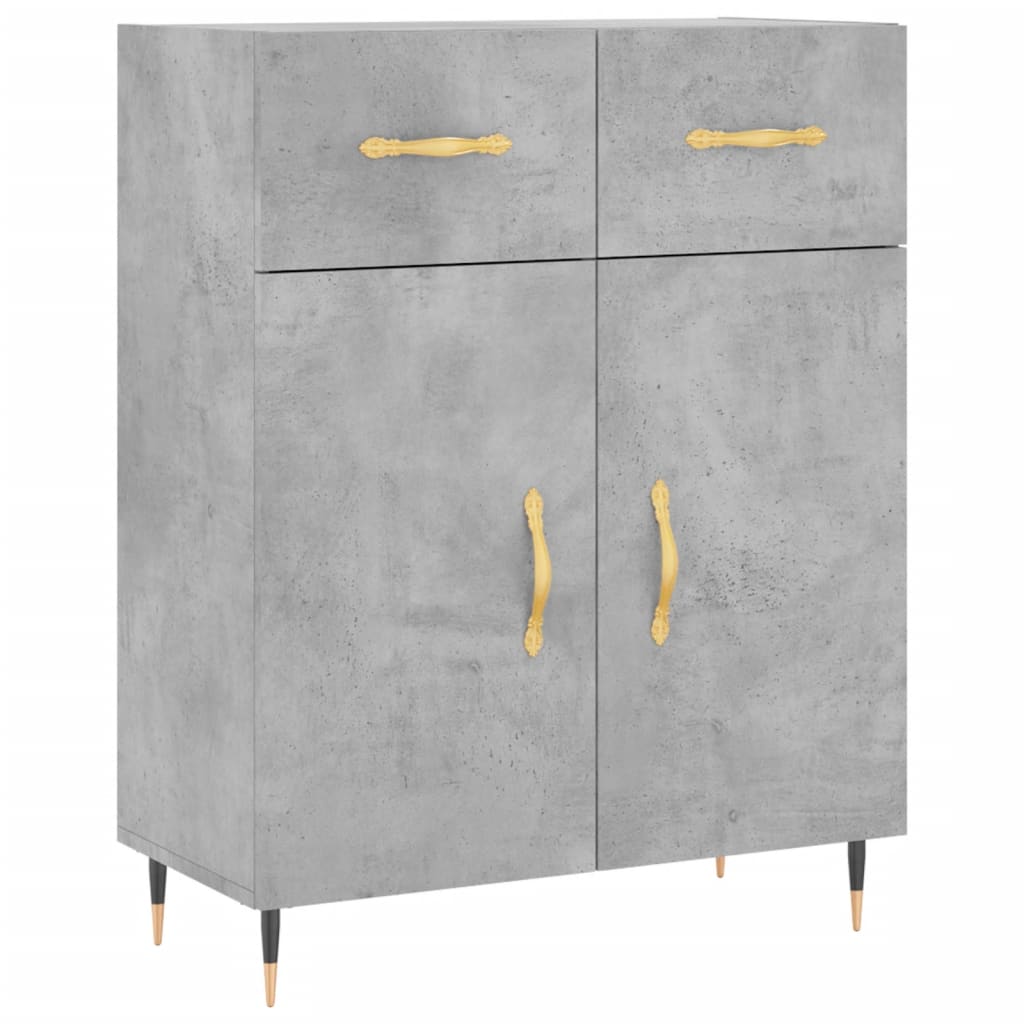 Hoge kast 69,5x34x180 cm bewerkt hout betongrijs is nu te koop bij PeponiXL, paradijselijk wonen!