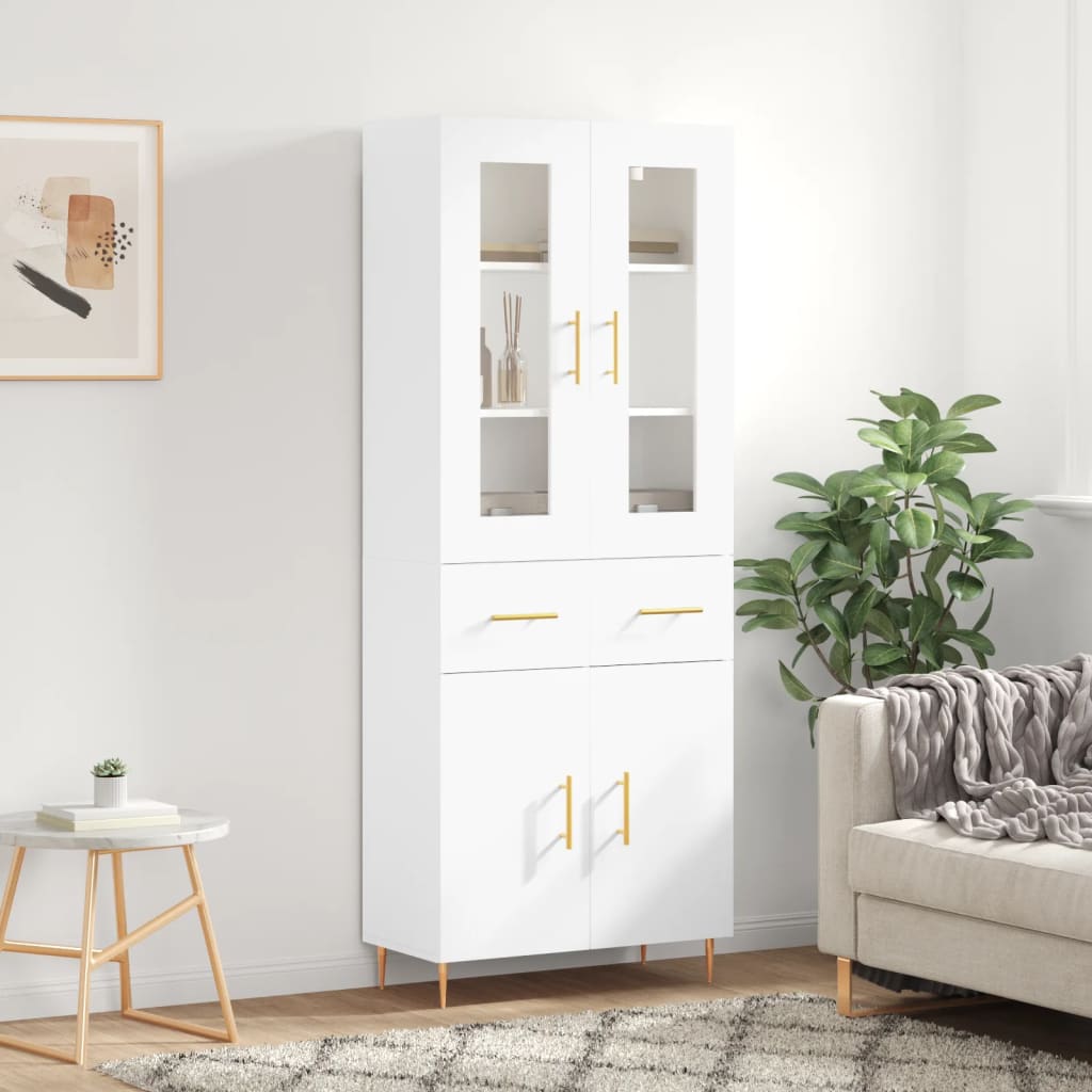 Hoge kast 69,5x34x180 cm bewerkt hout wit is nu te koop bij PeponiXL, paradijselijk wonen!