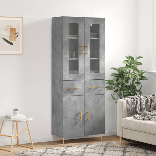 Hoge kast 69,5x34x180 cm bewerkt hout betongrijs is nu te koop bij PeponiXL, paradijselijk wonen!