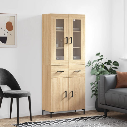 Hoge kast 69,5x34x180 cm bewerkt hout sonoma eikenkleurig is nu te koop bij PeponiXL, paradijselijk wonen!