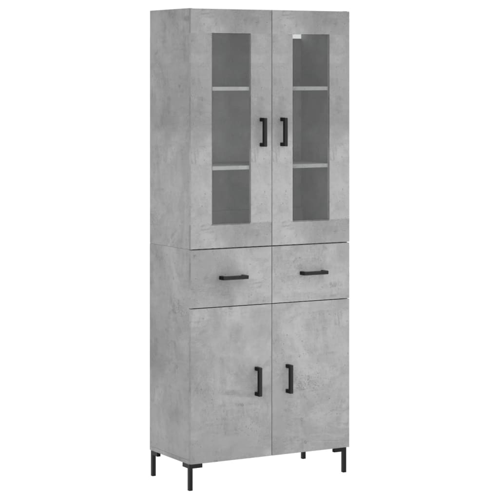 Hoge kast 69,5x34x180 cm bewerkt hout betongrijs is nu te koop bij PeponiXL, paradijselijk wonen!