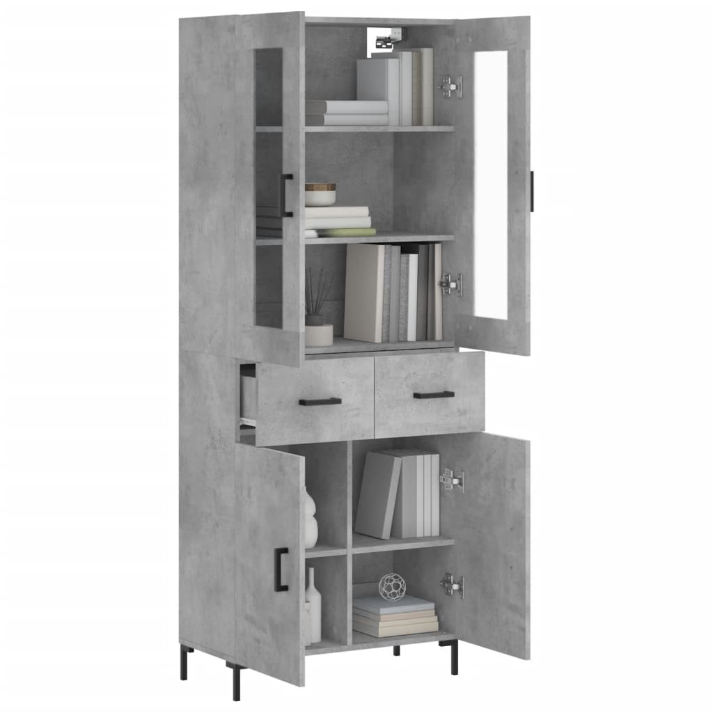 Hoge kast 69,5x34x180 cm bewerkt hout betongrijs is nu te koop bij PeponiXL, paradijselijk wonen!