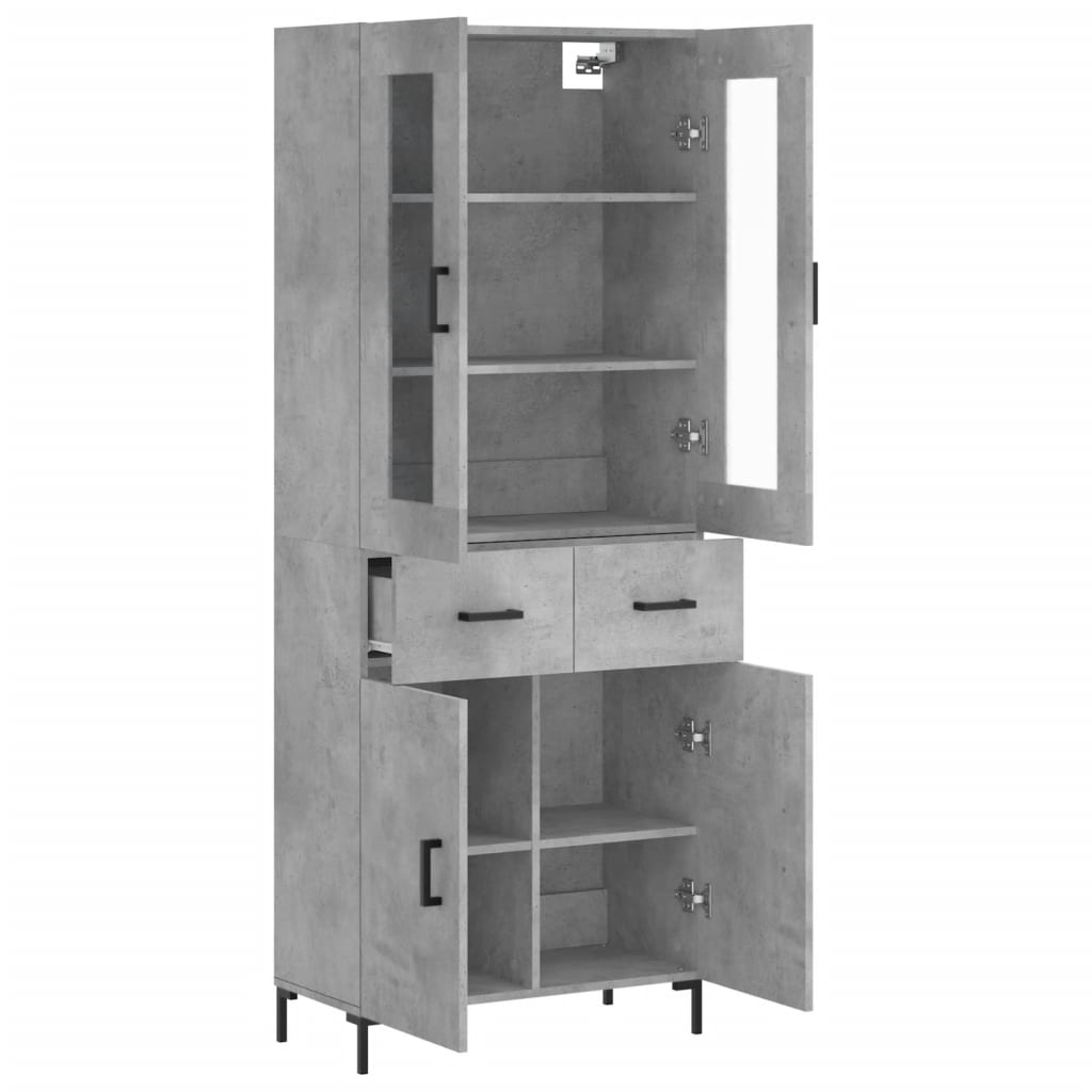 Hoge kast 69,5x34x180 cm bewerkt hout betongrijs is nu te koop bij PeponiXL, paradijselijk wonen!