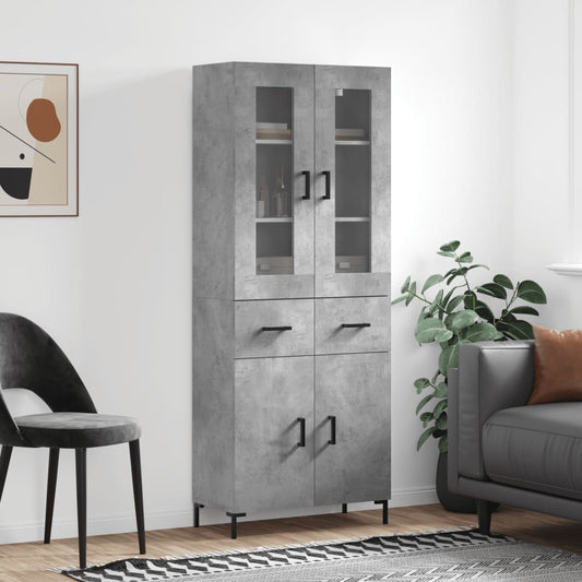 Hoge kast 69,5x34x180 cm bewerkt hout betongrijs is nu te koop bij PeponiXL, paradijselijk wonen!