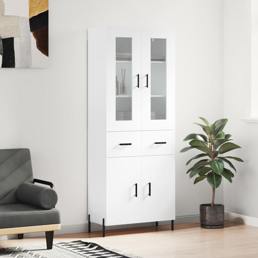 Hoge kast 69,5x34x180 cm bewerkt hout wit is nu te koop bij PeponiXL, paradijselijk wonen!