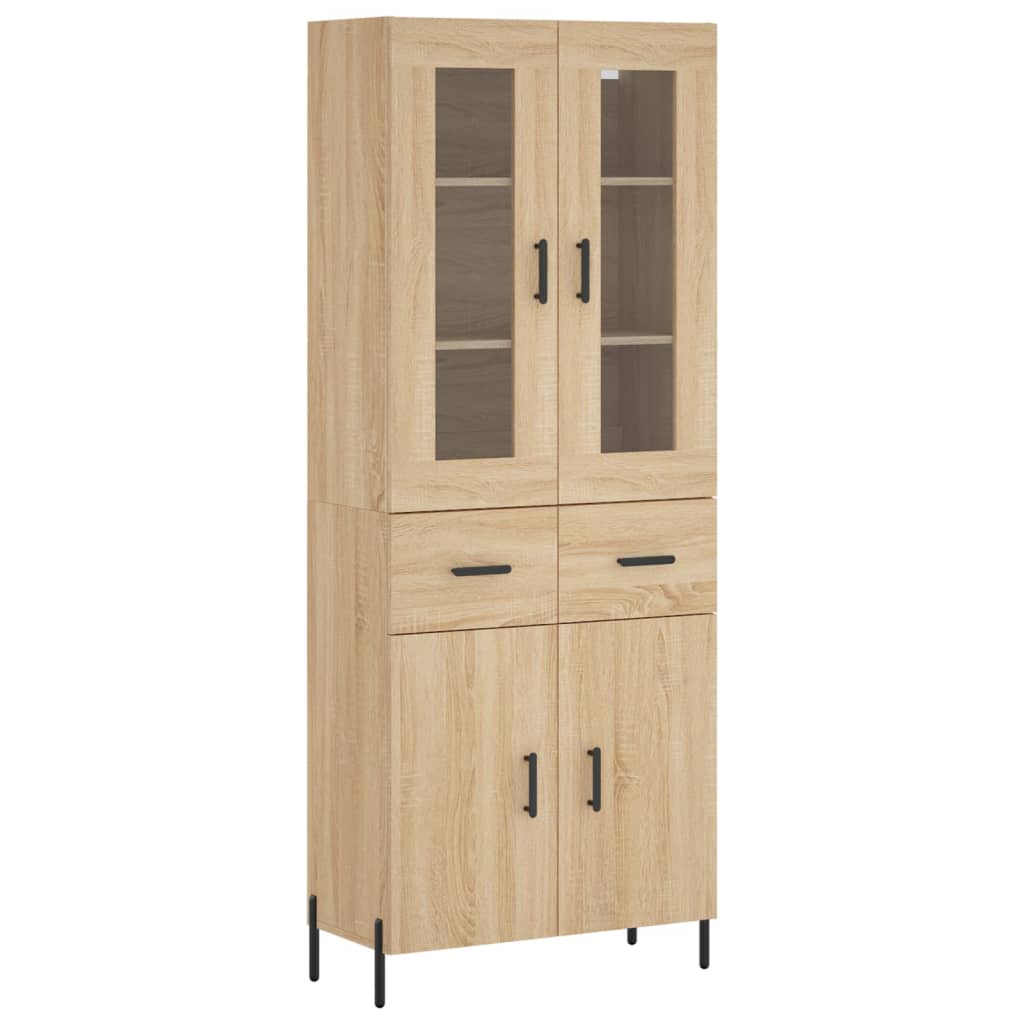 Hoge kast 69,5x34x180 cm bewerkt hout sonoma eikenkleurig is nu te koop bij PeponiXL, paradijselijk wonen!