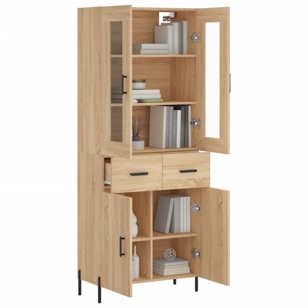 Hoge kast 69,5x34x180 cm bewerkt hout sonoma eikenkleurig is nu te koop bij PeponiXL, paradijselijk wonen!