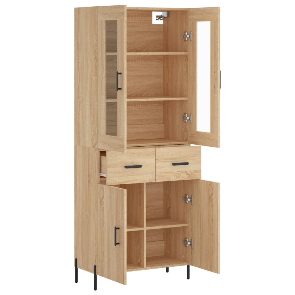 Hoge kast 69,5x34x180 cm bewerkt hout sonoma eikenkleurig is nu te koop bij PeponiXL, paradijselijk wonen!